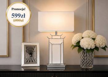 Lampa Stołowa VITTORIA Marmurowa Designerska Glamour – Srebrna Nocna
