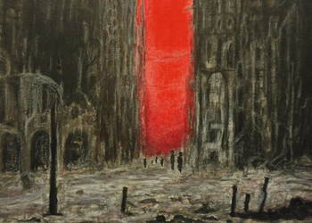 Obraz - akwarela - papier bawełna "Dark city #1" / 20 x 28,5 cm / do oprawy