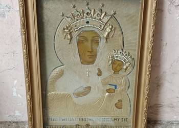 Złocony obraz matki boskiej częstochowskiej 43x58cm