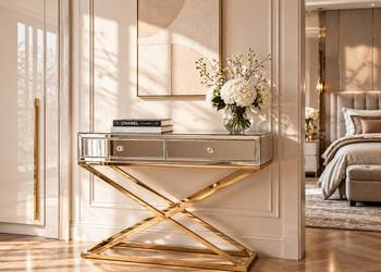 Konsola LUSTRZANA CHICAGO GOLD Złota Glamour Szuflady Nowoczesna