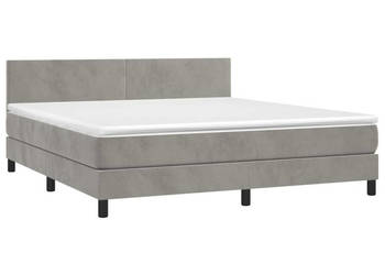 Łóżko kontynentalne z materacem i LED szare aksamit 180x200cm WM-3134297
