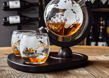 Zestaw do Whisky Karafka na Alkohol GLOBUS + Szklanki Prezent na Święta