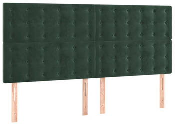 Zagłówek do łóżka z LED ciemnozielony 200x5x118/128 cm WM-3122927