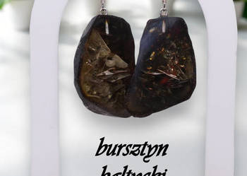 Kolczyki z BURSZTYNU, bursztyn bałtycki bryłka łuska #775
