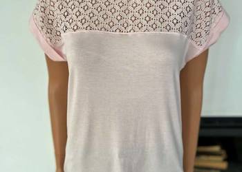 Bluzka Bodyflirt pudrowy róż koronka elegancka wiskoza 36 38