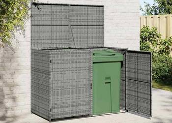 Osłona na 2 kosze na śmieci, rattan PE, antracyt, 148x77x111 cm（SKU:46463）