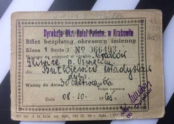 ( 1065. ) Bilet Bezpłatny Okresowy Imienny PKP