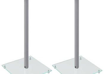 Stojaki pod głośniki 2 szt srebrne szkło hartowane 1 słupek WM-51815