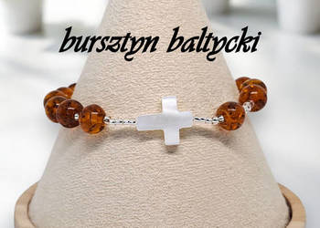 Bransoletka różaniec, dziesiątka różańca, BURSZTYN bałtycki #1019