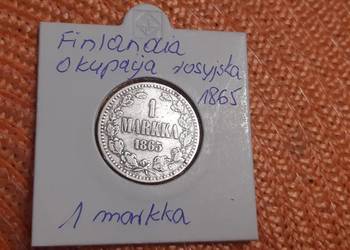 moneta srebrna Finlandii okres okupacji rosyjskiej z 1865r