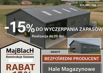 A61-Duża Wiata /Hala Garaż Blaszany RAL | Montaż Gratis |Tanio – Maj-Blach