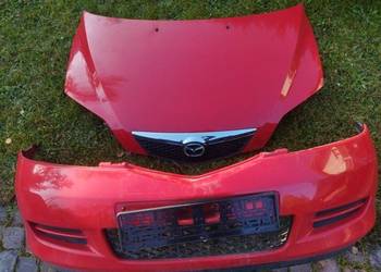 zderzak przedni i maska mazda 2 dy czerwony