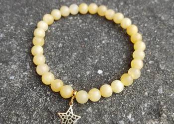 Bransoletka damska z Nefrytu bursztynowego z gwiazdką ażurową