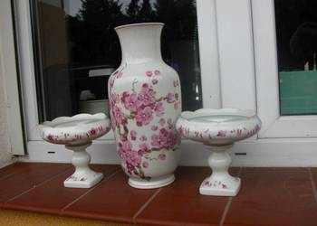 kolekcja starej sygnowanej  porcelany wazon i puchary