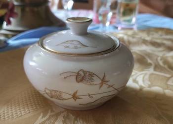 Mała cukiernica porcelana Weiswasser biel złoto