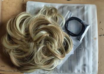 Doczepiany KOK na gumce GĘSTE WŁOSY treska dopinki WŁOSY syntetyczne BLOND