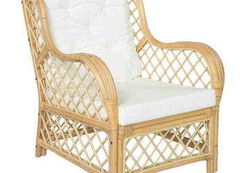 Fotel z poduszką naturalny rattan i len WM-325469
