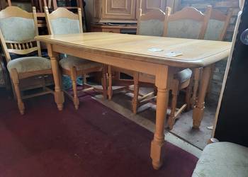 Duży rodzinny stół dębowy z krzesłami z Niemiec lity dąb ! przecena !