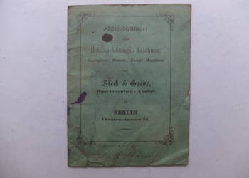 Stara reklama Preis-Courant Fleck & Goede, ok. 1890
