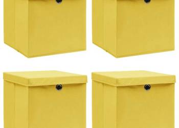 vidaXL Pudełka z pokrywami, 4 szt., żółte, 32x32x32 cm,(SKU:288366)