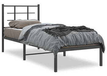 Łóżko Metalowe Czarne Rama Łóżka Ze Stelażem 75x190 cm WM-355551