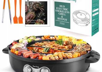 Elektryczny Garnek Grill 2w1 2200W Dla 8 Osób BBQ Fondue FOOD PARTY