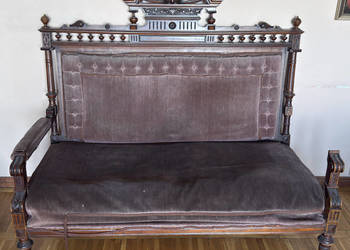 Antyczna sofa eklektyczna / neorenesans XIX w. Do renowacji, Warszawa Ursyn