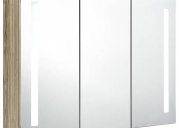 Szafka łazienkowa z lustrem i LED 89 x 14 x 62 cm kolor dębu WM-326529