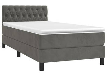 Łóżko kontynentalne z materacem i LED szary aksamit 90x190 cm WM-3134556