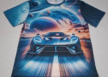 Koszulka, krótki rękaw, T-shirt, wielobarwna, auto, kosmos, XXL, 2XL (Odzie