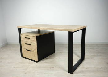 Loftowy Zestaw Biurko/kontener 140x68 Dąb Castello Miodowy MebleKreator