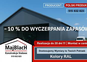 Wiata /Hala Garaż Blaszany Grafit | Montaż Gratis | Profil – Maj-Blach