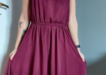 bordowa sukienka H&M, 36, S, wesele, party