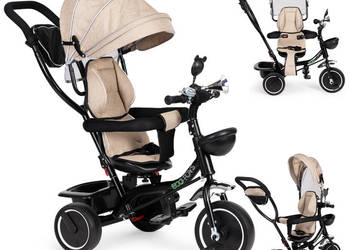 Rowerek trójkołowy z obracanym siedzeniem daszek beżowy ECOTOYS