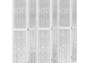 Parawan pokojowy 6-panelowy biały lite drewno paulowni WM-358684