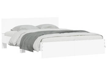 Rama łóżka z wezgłowiem i LED biała 150x200 cm WM-3207602