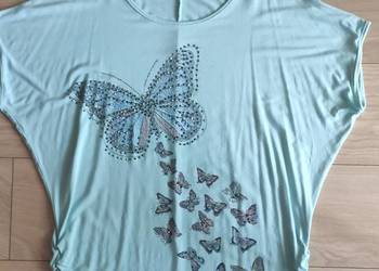 Bluzeczka jasny turkus z motylem