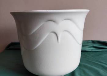 Donica doniczka ceramiczna biało kremowa fi 25,5 cm
