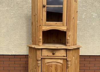 Witryna stylowa narożna drewniana sosnowa rogówka szafka komoda regał