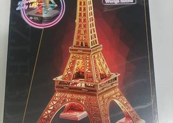 Wieża Eiffla - Wersja Nocna - Puzzle LED 3D 51 elementów - CubicFun
