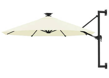 Parasol ogrodowy z LED ścienny 300 cm piaskowy WM-312522