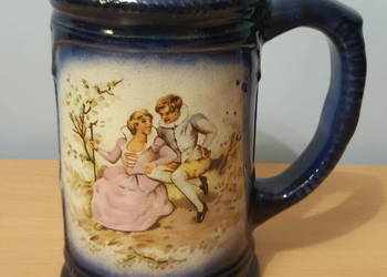 KUFEL ceramiczny, miłość wiedeńska, granatowy, lata 80-90, vintage, PRL