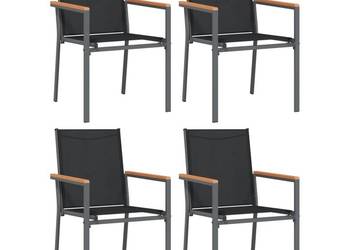 vidaXL Krzesła ogrodowe, 4 szt, czarne, 55x61, 5x90cm(SKU:3187085)