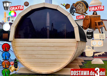 SAUNA Ogrodowa 400cm + OKNO 50% + GRATIS Beczka 500L + Akcesoria