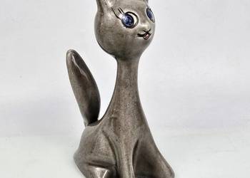 Kot mid-century modern ceramika Faianta Sighisoara Rumunia połowa XXw.