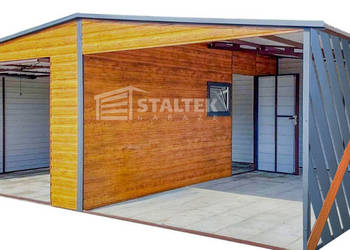 ST138Garaż Blaszany 4x6m + Wiata 4x6m Panele Verona Brama Okno  ST138