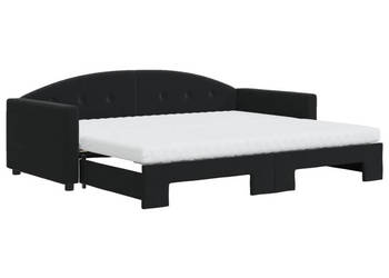 Sofa rozsuwana z materacami czarna aksamit 90x200 cm WM-3197329