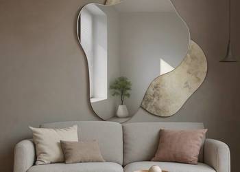 Nieregularne lustro na lustrze postarzanym silver – SPINEL