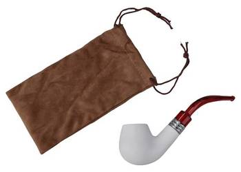 Elegancka Biała Fajka Kompozytowa z Woreczkiem - 14 cm