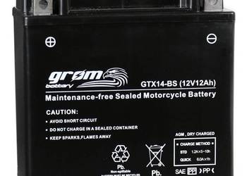 Akumulator 12V 12Ah 200A L+ motocyklowy GROM GTX14-BS